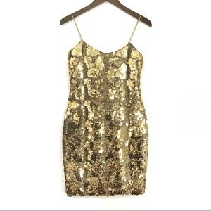 Vintage Dave & Johnny Gold Sequin Mini Party Dress